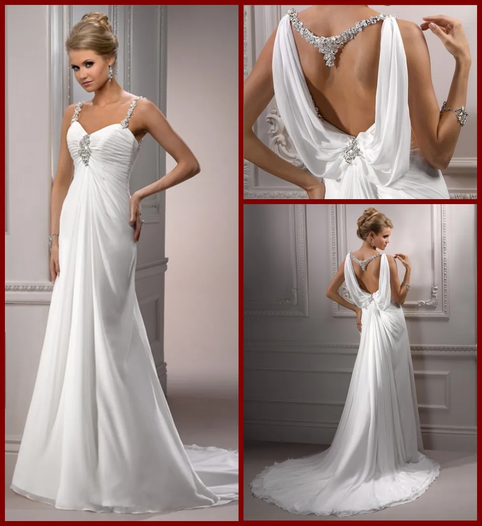 Elegant sheath sweetheart neckline chiffon beach wedding dress-in