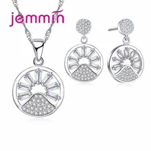 Изысканные женские персонализированные брендовые ювелирные изделия подарок круглый дизайн полые ожерелье серьги набор 925 пробы Серебряные наборы