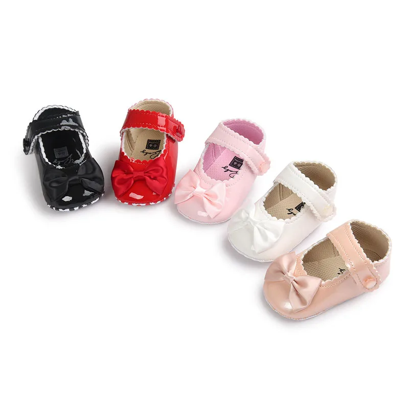 Многоцветный бантом светоотражающей лентой классический принцесса детская обувь мягкое дно противоскользящие малыша обувь/младенцу продукты