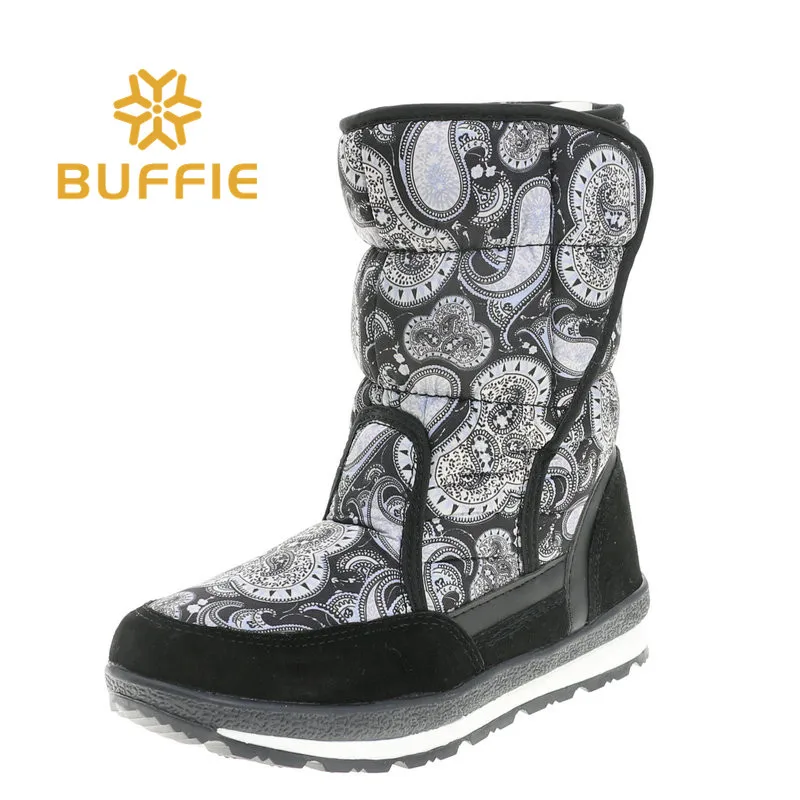 

female snow boots big size Russia style winter warm fur shoes strong outsole fabric upper white fur inside 2018 new design style