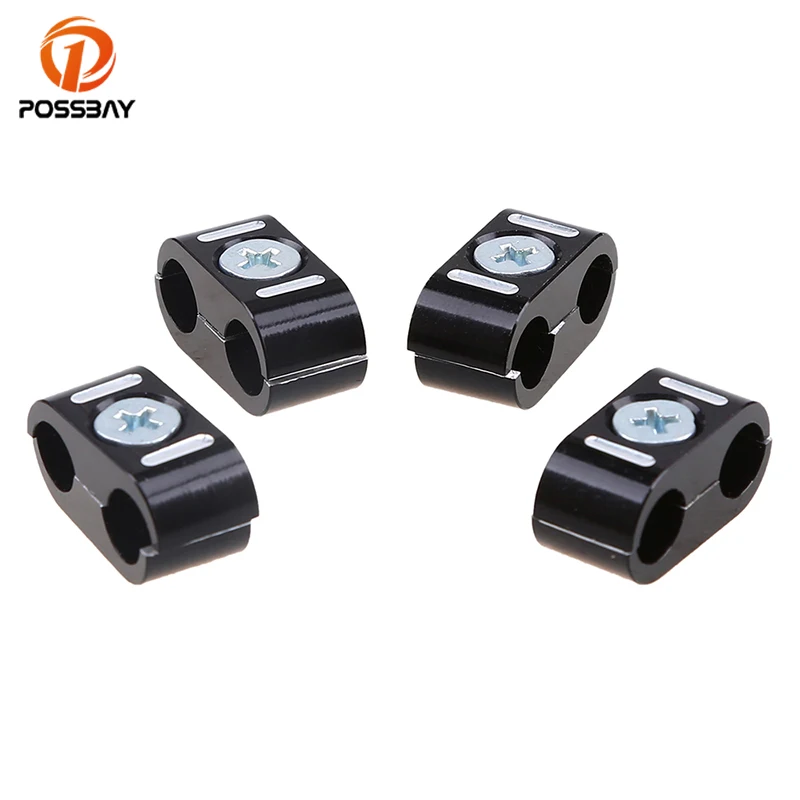 POSSBAY 4pcs Motorcycle Brake Throttle Cable Line Wire Clips Clamp fit