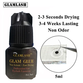 

GLAMLASH 5ml 10 Extremely Strong Black Eyelash Glue for Lash Extensions 2-3Sec Fast Dry Maximum Bonding for professional use