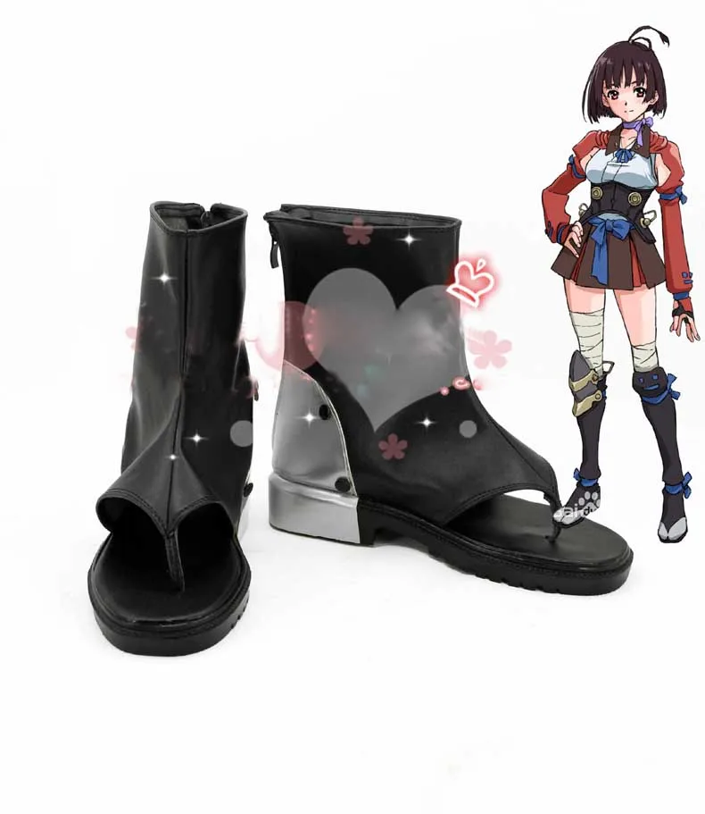 Обувь для косплея Koutetsujou no Kabaneri of the Iron Fortress Mumei черные ботинки с носками