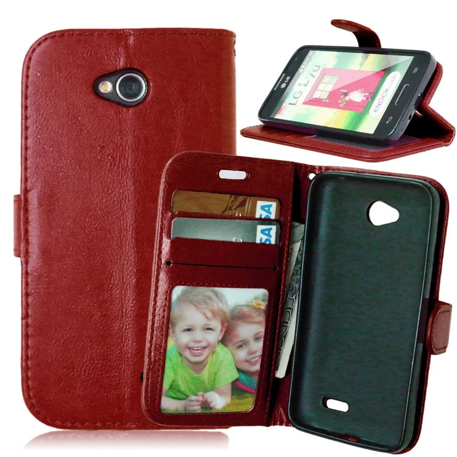 PU Leather Case For LG Optimus L70 L65 D325 MS323 D329 D320N D285 D280 L 70 65 With Card Stand Flip Cover | Мобильные телефоны и