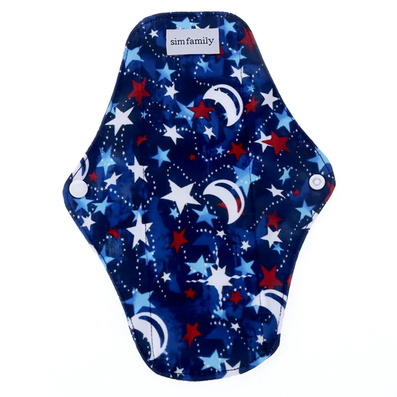 [simfamily] 6+1 sets Reusable Bamboo Charcoal Sanitary Pads Regular Flow pads Health higiene feminina Menstrual Cloth Pads