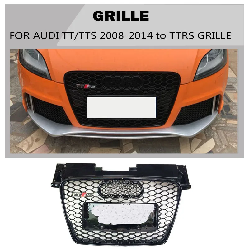 

TT TTS Sline Grille black Emblem Front Bumper mesh Radiator Grille For Audi TT TTS 2008-2014 S Line car styling