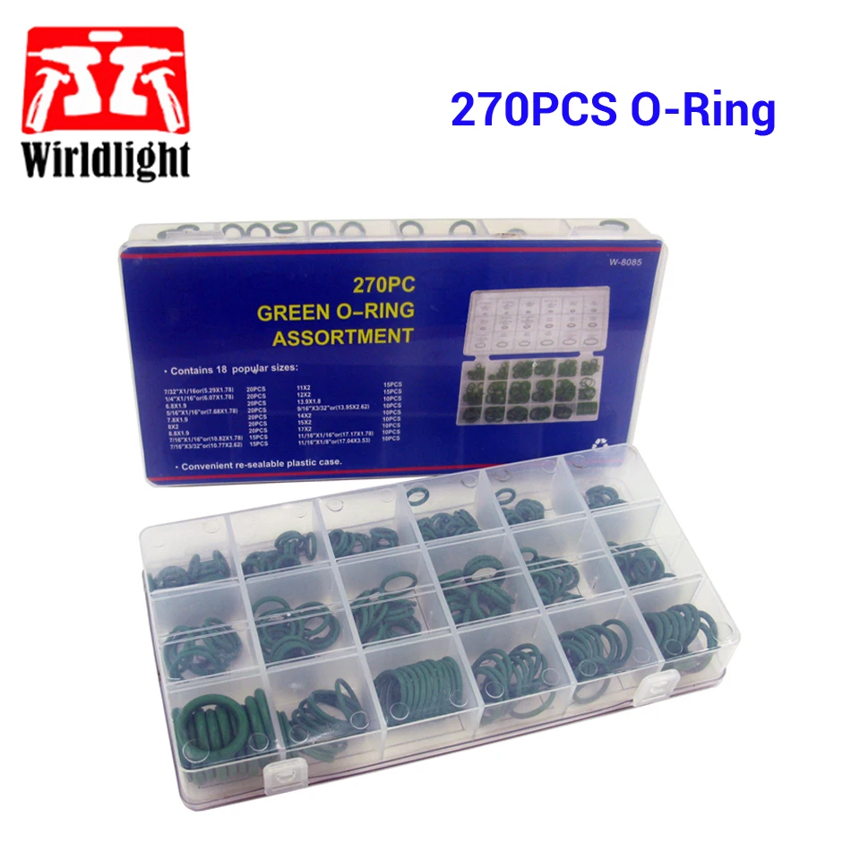 

270Pcs 18 Sizes Rubber O ring Kit Green Metric Oring Washer Seals rubber ring gaskets Assortment Car Auto Vehicle Repair