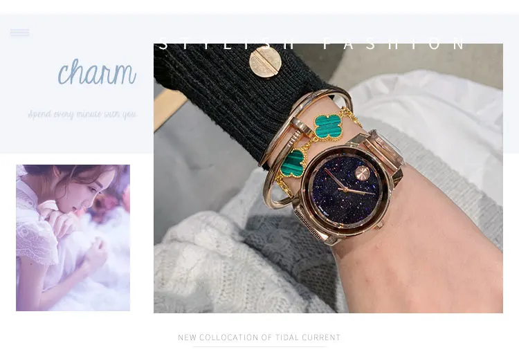 Женские роскошные Брендовые женские наручные часы с кристаллами, женские модные кварцевые часы звездного неба, женские часы, женские часы