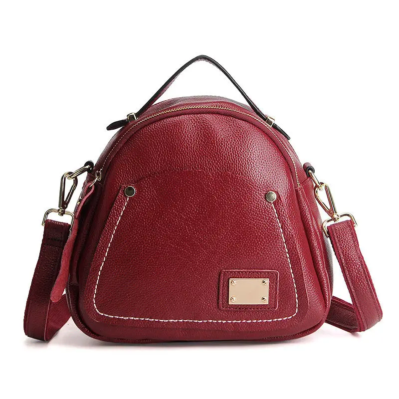 

New Arrival 2018 Top Layer Genuine Leather Bag for Women Creativity Rounded Triangular Design Leisure Shoulder Bags