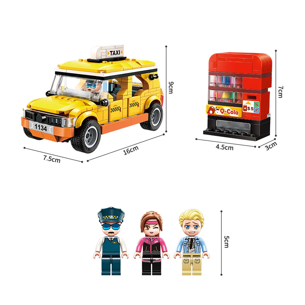 

Fit Colorful City Series Taxi vendor New Big Head Minifigs Mini figures Building Blocks Toys for Children Xmas Gifts