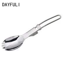 Dayfuli Открытый выживания Путешествия Отдых Инструменты серебро Нержавеющая сталь Удобный Складной Spork Вилы сад Ручные инструменты Вилы