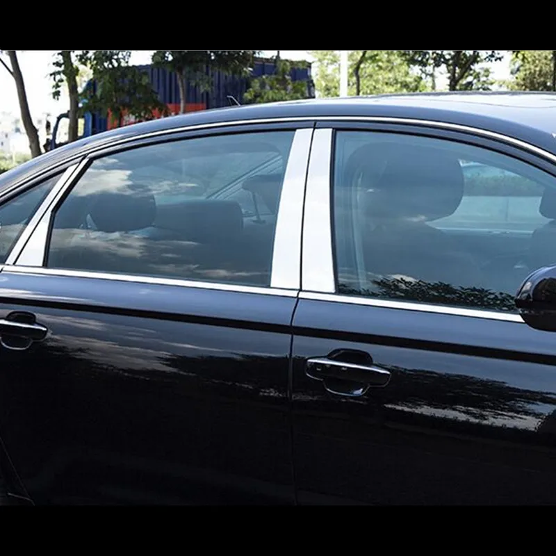 

Car Window B-pillars Decorative Cover Stickers For Audi A6 C7 2012-2018 Stainless Steel Trim Auto Accessories