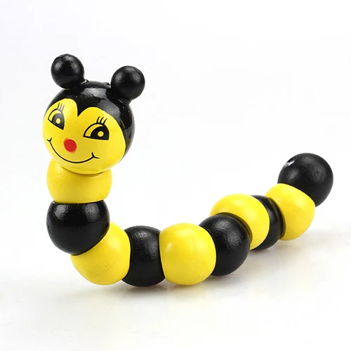 Забавная переменчивая форма червя деревянная витая гусеница детская красочная познавательная игрушка обучающий Подарок детская игрушка - Цвет: bee  145