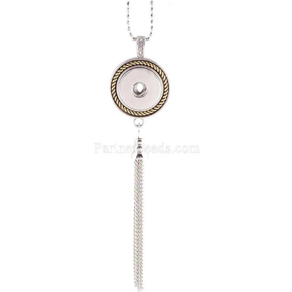 Collares de moda, колье с кисточкой, длинное ожерелье, серебряное покрытие, подвеска, ожерелье s для женщин, подходит для девушек, 18 мм, кнопка, ювелирное изделие