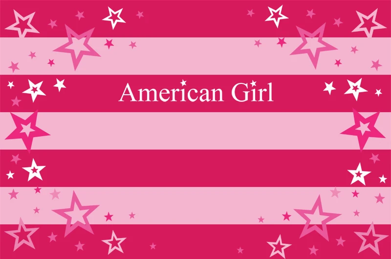 7x5FT Miss American Girl Pink Stripes Stars Custom Photo Studio