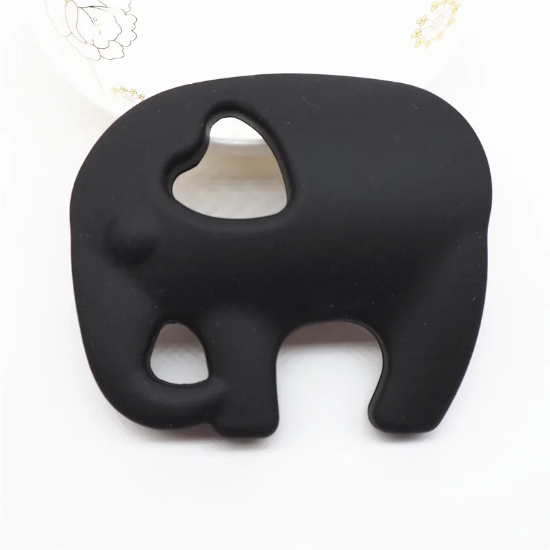 Chenkai, 2 шт, силиконовый Прорезыватель в виде слона, сделай сам, Детская Соска с животным, пустышка для прорезывания зубов, пустышка для кормления, сенсорная Ювелирная игрушка, подарок, BPA бесплатно - Цвет: Black