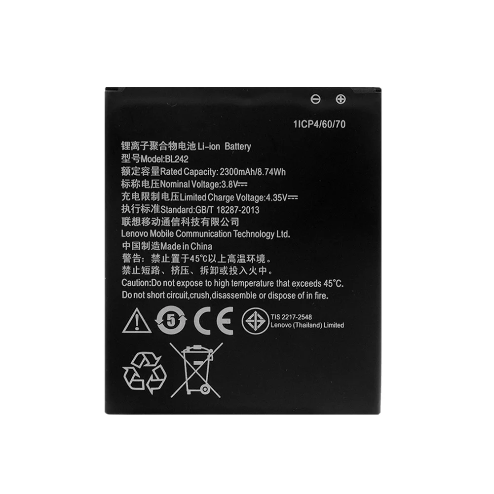 YCDC 3 8 V 2300mAh BL242 перезаряжаемая батарея для Lenovo A6010 Plus лимонная Модель K3 стандартная