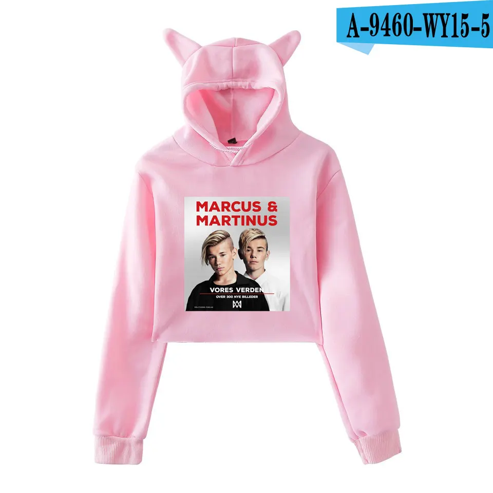 Frdun Tommy Marcus& Martinus Cat Ear Women Sexy Sweatshirt New Hoodies Long Sleeve Fashion Harajuku Kpop Casual Clothes - Цвет: pink