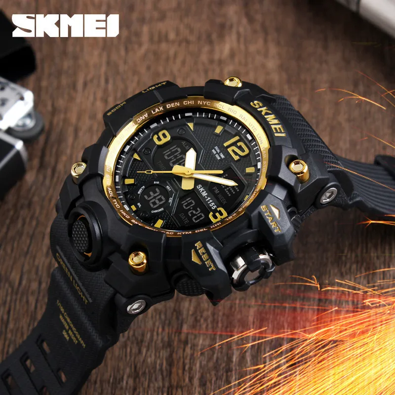 SKMEI New Fashion Men Sports Watches Men Quartz Analog LED Digital Clock Man Military 50m Waterproof Watch Male Watch G Shock   