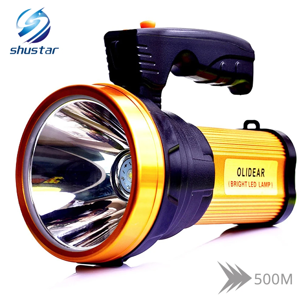 

Super bright Rechargeable LED Flashlight handheld Searchlight with Handle Spotlight with USB OUTPUT as a Power Bank