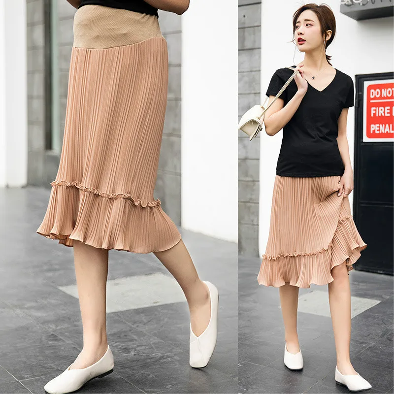 

Spring Summer Fashion Maternity Clothes Skirts Chiffon Office Ladies Belly Outfits for Pregnant Women Pregnancy Photography Prop