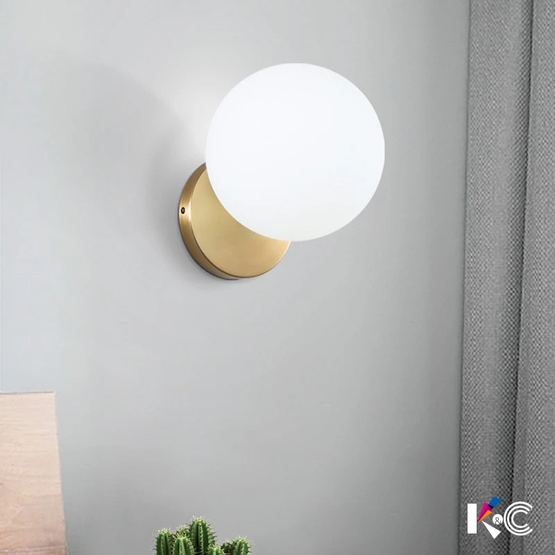 

Modern Nordic Wall Lamp Acrylic Round Glass Ball Mounted Light LED Indoor Lighting for Restaurant Living Room Bedroom Corridor
