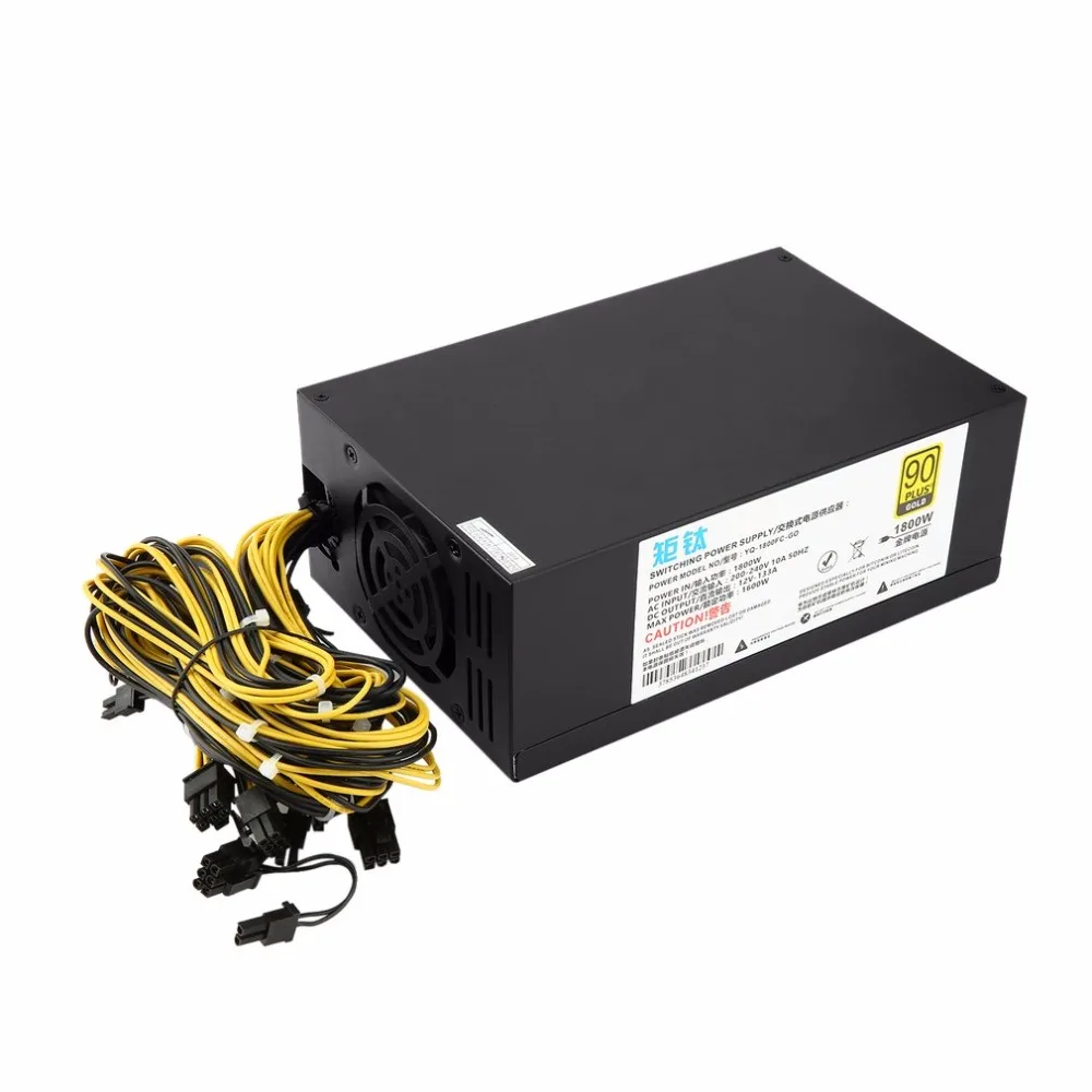 

1800W High-efficiency 6+2 Pin Miner Mining Machine Power Supply For Antminer A6/7 S7/9 L3+ D3 R4 with Double Cooling Fans