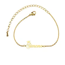 Нержавеющая сталь на заказ Корона имя браслет ювелирные изделия персонализированные розовое золото серебро табличка браслеты для женщин подружки невесты подарок