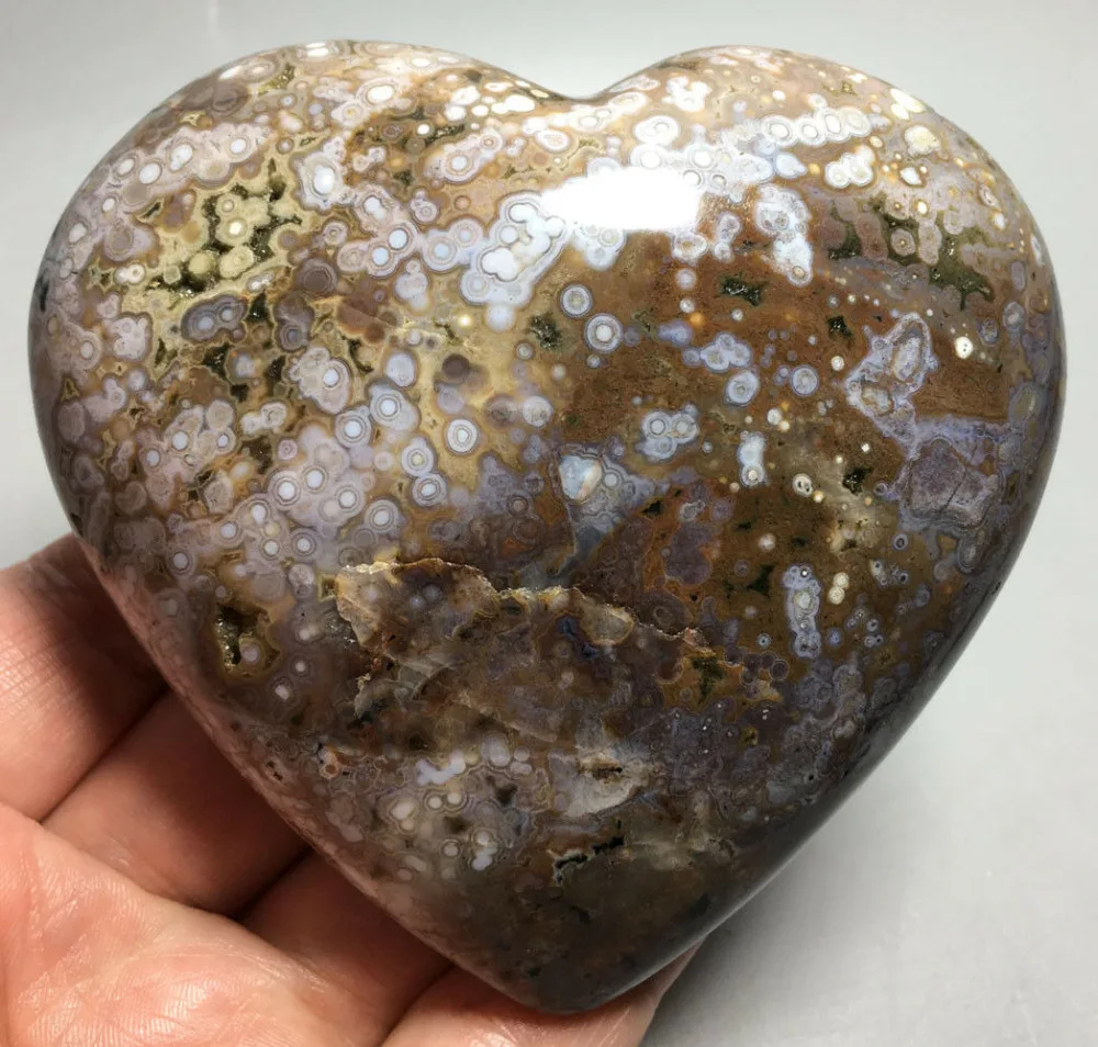 

473g NATURAL OCEAN JASPER QUARTZ CRYSTAL HEART HEALING stones Mineral specimen crystal glass