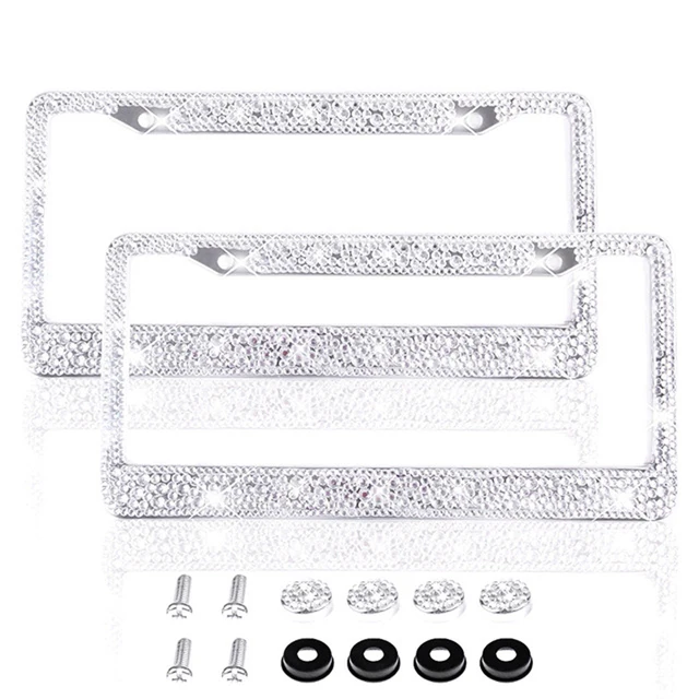 Aully Park Handmade Bling Rhinestone Stainless Steel License Plate Aully Park Handmade Bling Rhinestone Stainless Steel License Plate Frame With 2 Holes S