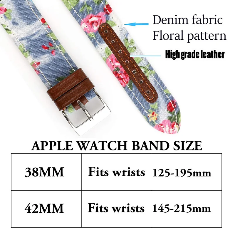 Новый кожаный ремешок для Apple Watch band 4 44/40 мм спортивный браслет с цветочным