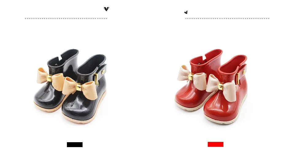 Mini Melissa/стильные резиновые сапоги с бантом; оригинальные сапоги для девочек; Новинка года; прозрачные сандалии для девочек; детские непромокаемые ботинки для малыша из водонепроницаемого материала