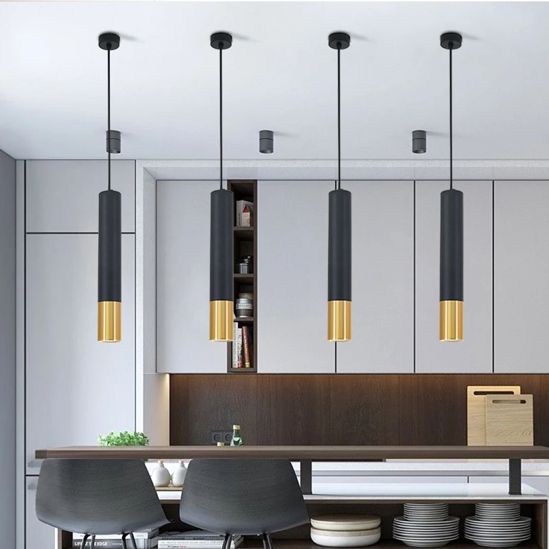 40CM led Pendant Lamp Long Tube lamp Kitchen Island Dining Room Shop Bar Decoration Cylinder Pipe Pendant Light Kitchen Lamp