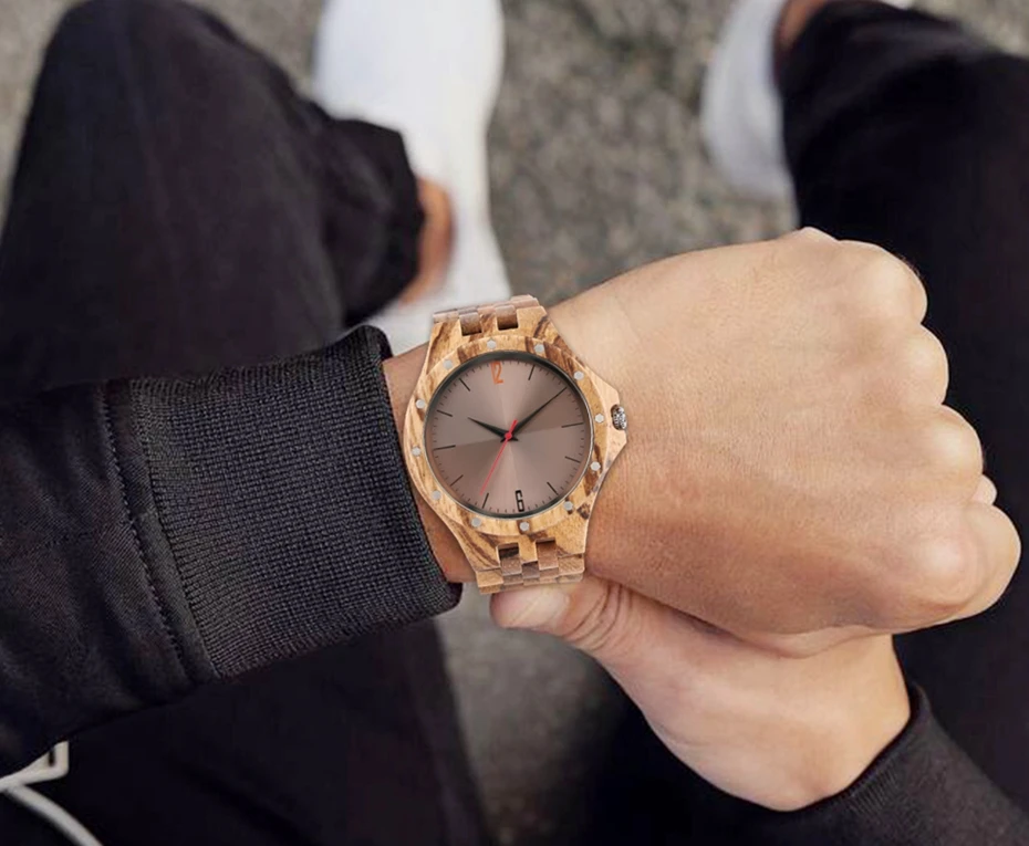 Retro Zebra Wooden Watches Quartz Watches Men Unique Smooth Dial Silver Rivets Full Wood Wrist Watches Fashion Simple Man Clock 2021 (10)