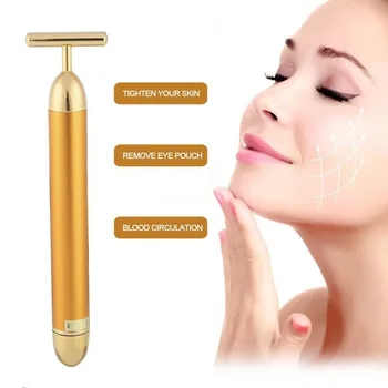 

24k Gold Vibration Facial Slimming Face Beauty Bar Pulse Firming Facial Roller Massager Lift Skin Tightening Wrinkle Stick
