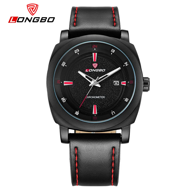 LONGBO Men Outdoor Sports Watch Casual Geniune Leather Date Calendar Quartz Watch Men s Military Wristwatch