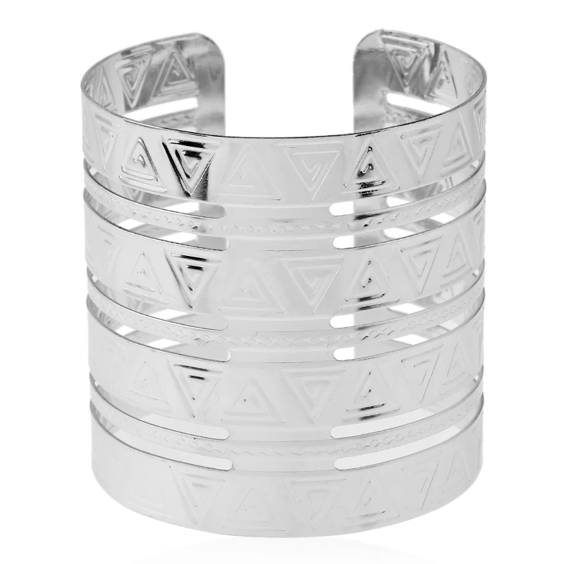 

Hot Sale geometric Triangle pattern Cuff Bracelets for Women Large Bracelet Punk Open Bracelet Fashion Jewelry