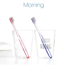 2 шт Мягкая зубная щетка, прозрачная щетка, ручка для взрослых, зубная щетка для пар(цвет случайный