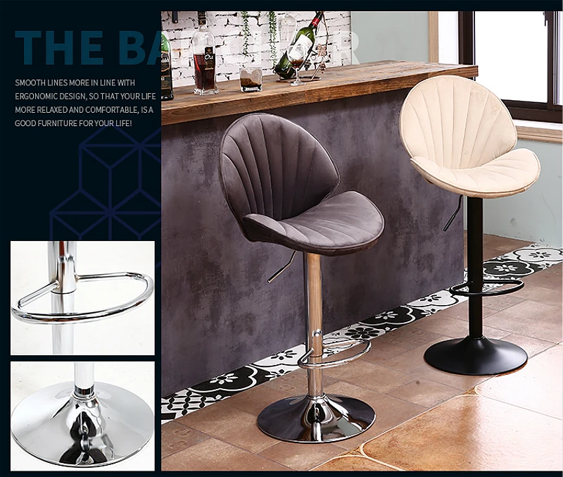 Creative Lifted Bar Chair Household High Stool with Backrest and Footrest Rotated Dining Chair Ergonomic Stable Commercial Chair