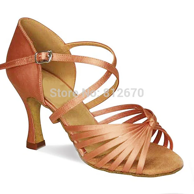 Женские атласные туфли для латинских танцев с пятью ремнями на заказ