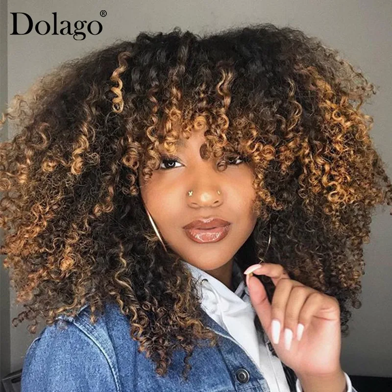 

Blonde Afro Kinky Curly Wigs Colorful Ombre Lace Front Closure Wig 4x4 Short Human Hair Wigs With Baby Hair Cut Bob 1B427 Dolago