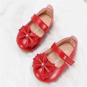 

Xinfstreet Toddler Kids Princess Shoes For Girls Shoes PU Leather Soft Red Cute Baby Girl Dance Shoes Size 15-30