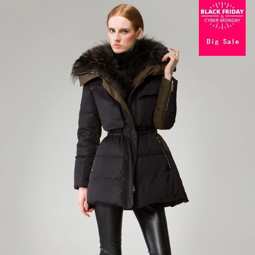 90% down coat 2018 new European real nagymaros collar down jacket women's winter great quality luxury down coat w880
