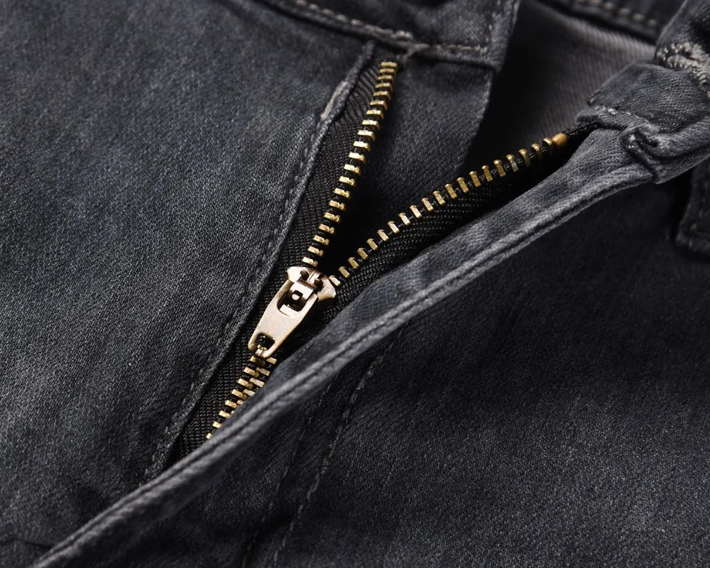 Высокое качество 2019 для мужчин модные Прямые рваные Inked эластичные high Street отверстие джинсы для женщин боковая молния синие джинсы