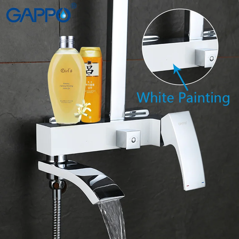 Billige GAPPO dusche wasserhahn set bronze wasserfall wand badewanne wasserhahn mischbatterie dusche kopf chrome Bad Dusche set G2407 G2407 8