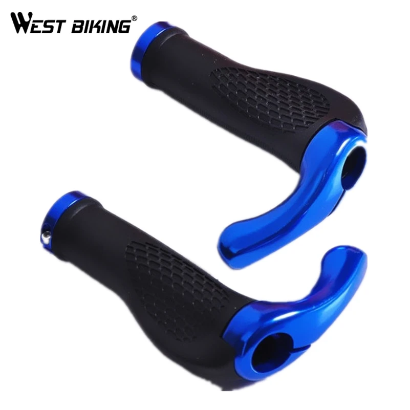 WEST BIKING MTB Bike Bicycle Cycling Handle Bar Grips Ergonomic Aluminum Rubber Horns Bicycle Handlebar Grips Bike Accessories