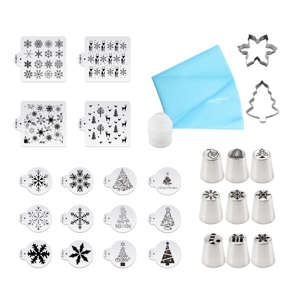 us 21 6 40 off christmas cake decorating tools snowflake stencil russian piping tips pastry bag fondant cutter in other cake tools from home snowflake stencil