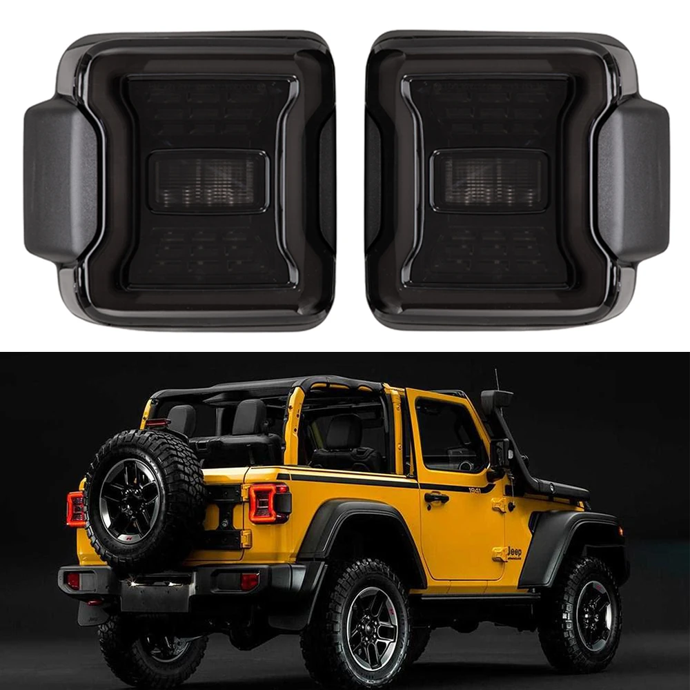 

2pcs LED Taillights Smoked Tail Lamp Turning Signal Brake Light Reverse Lamp USA Version For Jeep Wrangler JL 2018 2019