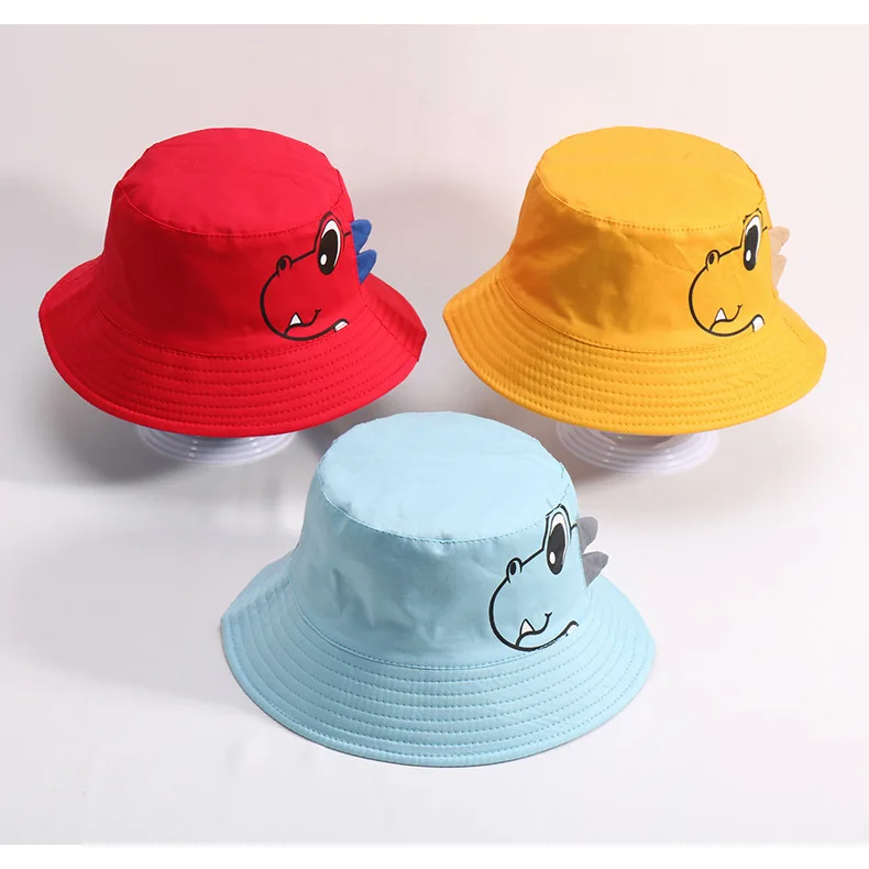 Dinosaur Baby Hat Cotton Double-sided Bucket Hat Baby Spring Autumn Cap Kids Hats Toddler Baby Accessories 1PC