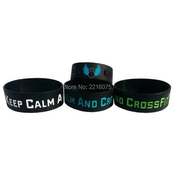 

300pcs One inch Fitness & Bodybuilding keep calm and crossfit wristband silicone bracelets free shipping by DHL express